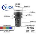 10 Yc-22g-1 Yuco European Standard Tuv Ce Listed 22mm Led Panel Mount Indicator Lamp Green 24v Ac Dc 