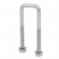 M6 Thread 20mm Inner Width 70mm Total Length 304 Stainless Steel Square U Bolt W Hex Nut Washer Silver Tone 