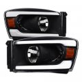 Tlaps 7422445329332 For 2006-2008 Dodge Ram 1500 2006-2009 2500 3500 Drl Led Strip Bar Black Housing Headlights With Amber 