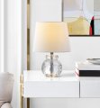 Safavieh Lighting Collection Eunice Modern Glam Clear Crystal 13-inch Bedroom Living Room Home Office Desk Nightstand Round 