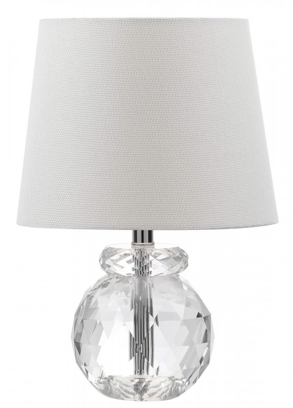 Safavieh Lighting Collection Eunice Modern Glam Clear Crystal 13-inch Bedroom Living Room Home Office Desk Nightstand Round