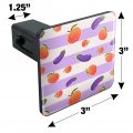 Cute Peaches And Eggplants On Stripes Pattern Tow Trailer Hitch Cover Plug Insert