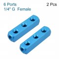 Uxcell G1 4 Thread 6 Ports 3 Way Manifold Block Splitter Quick Connect Air Hose Inline Coupler Air Compressor 2pcs