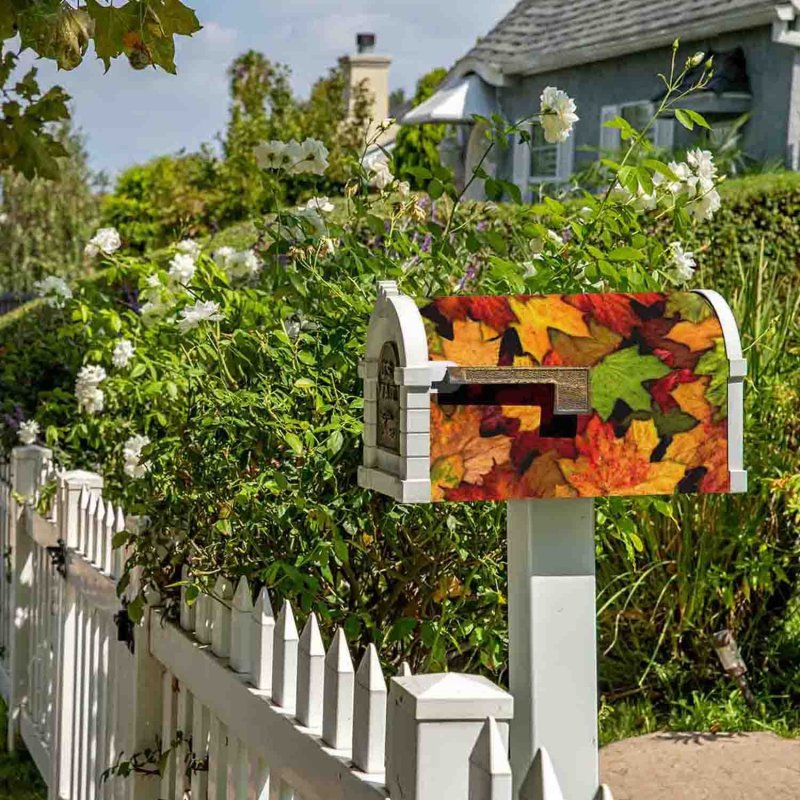 Numland Autumn Leaves Magnetic Anti-uv 100 Polyester Standard Size 21x18 In Oxford Garden Postbox Letterbox Cover