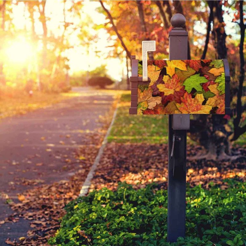 Numland Autumn Leaves Magnetic Anti-uv 100 Polyester Standard Size 21x18 In Oxford Garden Postbox Letterbox Cover
