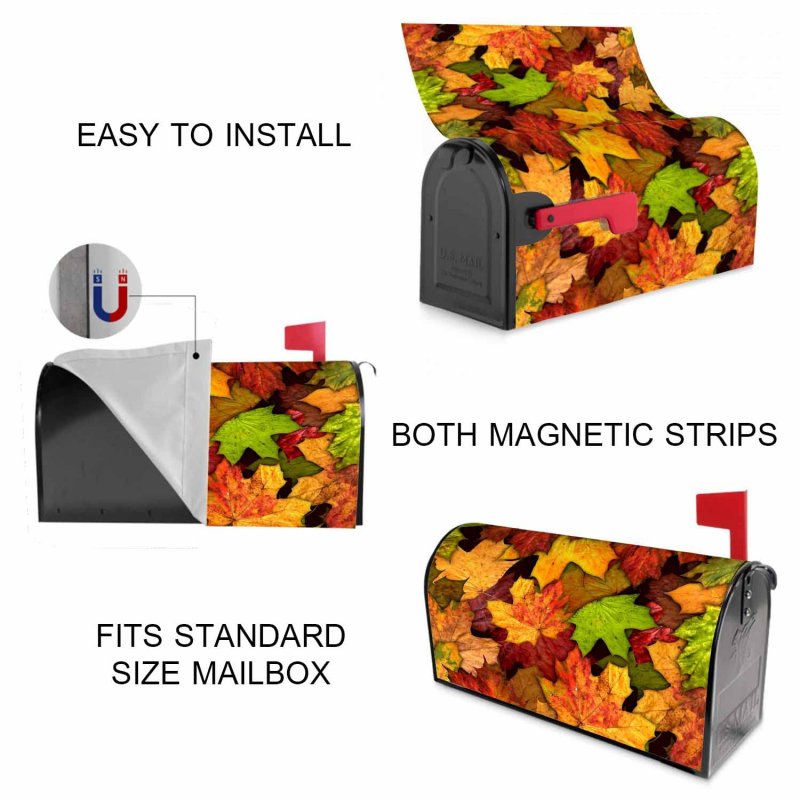 Numland Autumn Leaves Magnetic Anti-uv 100 Polyester Standard Size 21x18 In Oxford Garden Postbox Letterbox Cover