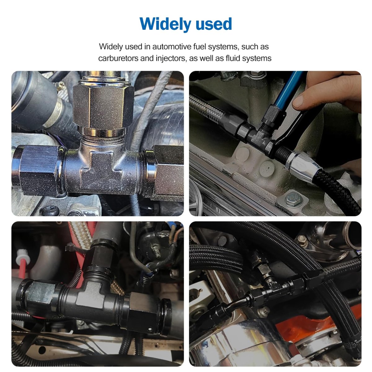 6an Male Flare Tee Connector An6 Female Swivel 1500psi 37 Degrees Seal Automotive Fluid Line Fitting Black 9 16-18 Unf Thread