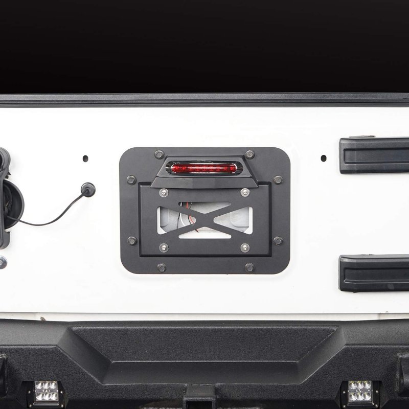 Spare Tire Delete License Plate Relocation Kit With Led Light And Third Brake For Jeep Wrangler Jk Jku Unlimited 2007 2018