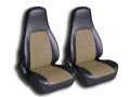 Iggee For 1990-1997 Mazda Miata Black Beige Artificial Leather Custom Fit Front Seat Cover 