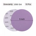 Uxcell 10pcs 5-inch Purple Sanding Discs 2500 Grits Hook And Loop Professional Aluminum Oxide Sand Paper Wet Dry Polish For
