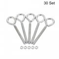 Uxcell M4x40mm Eye Hooks Screws Bolts Kit 30pcs Carbon Steel Hanger Eyelet Screw With Hex Nuts For Metal Hook Wood Terminal