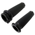 Pair Of Black Hand Grips 1 Inch Motorcycle Handlebar Cable Throttle Compatible For Most Motorcycles Cruisers With Handlebars