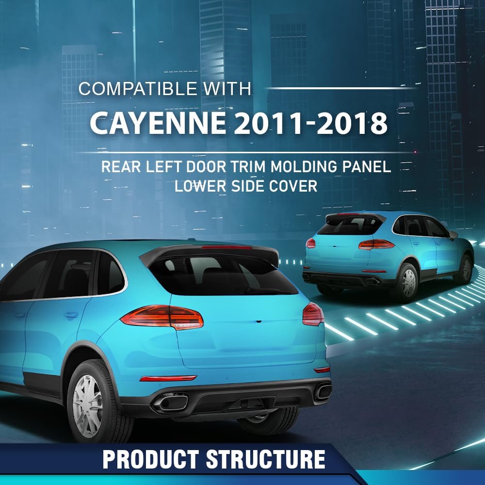 Rear Left Lower Door Molding Trim For Porsche Cayenne 2011 2012 2013 2014 2015 2016 2017 2018 Without Off-road Package