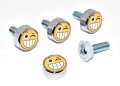 Emoji Wink License Plate Frame Screw Caps