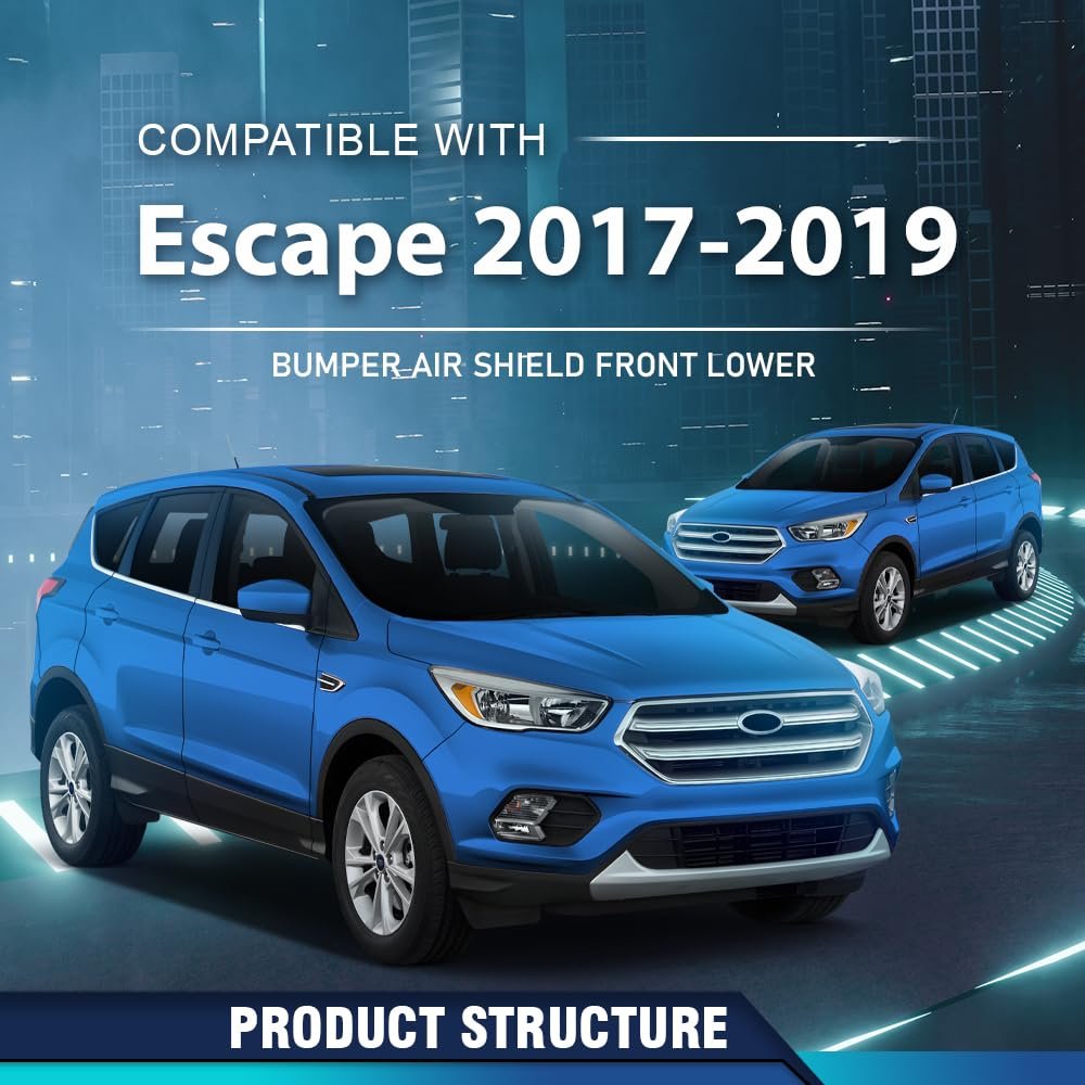 Front Lower Engine Splash Shield Bumper Air For Ford Escape 2017-2019 Fo1228143 Gj5z8310aa Black Pp