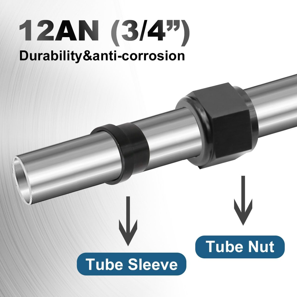 12an Female Tube Nut And Sleeve For 3 4 In Od Aluminum Tubing 37 Degrees Flare Hardline Adapter Fitting 6061 T6 2 Pieces
