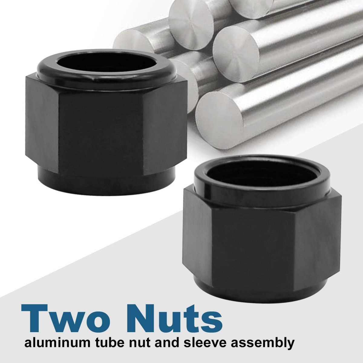 12an Female Tube Nut And Sleeve For 3 4 In Od Aluminum Tubing 37 Degrees Flare Hardline Adapter Fitting 6061 T6 2 Pieces