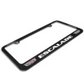 Cadillac Escalade Dual Crest Logo License Plate Frame Full Color Black Metal 12in X 6in Universal Fit With Theft Deterrent