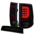 Auto Dynasty 2pcs Red 3d Led C-style Light Bar Rear Tails Brake Lamps And Dual-row Third Light Compatible With Dodge Ram 1500