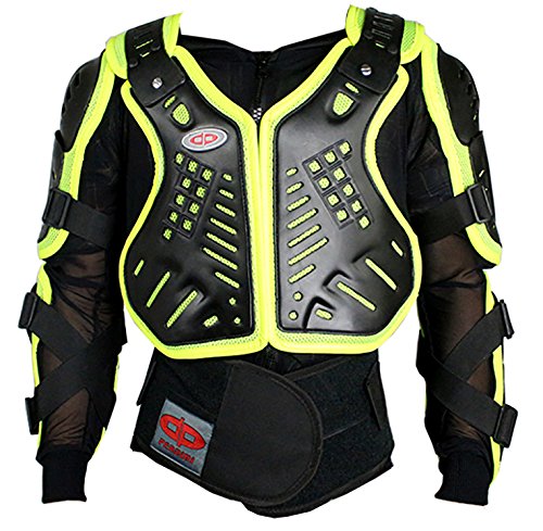 Perrini Green Ce Approved Full Body Armor Motorcycle Jacket Night Visibility