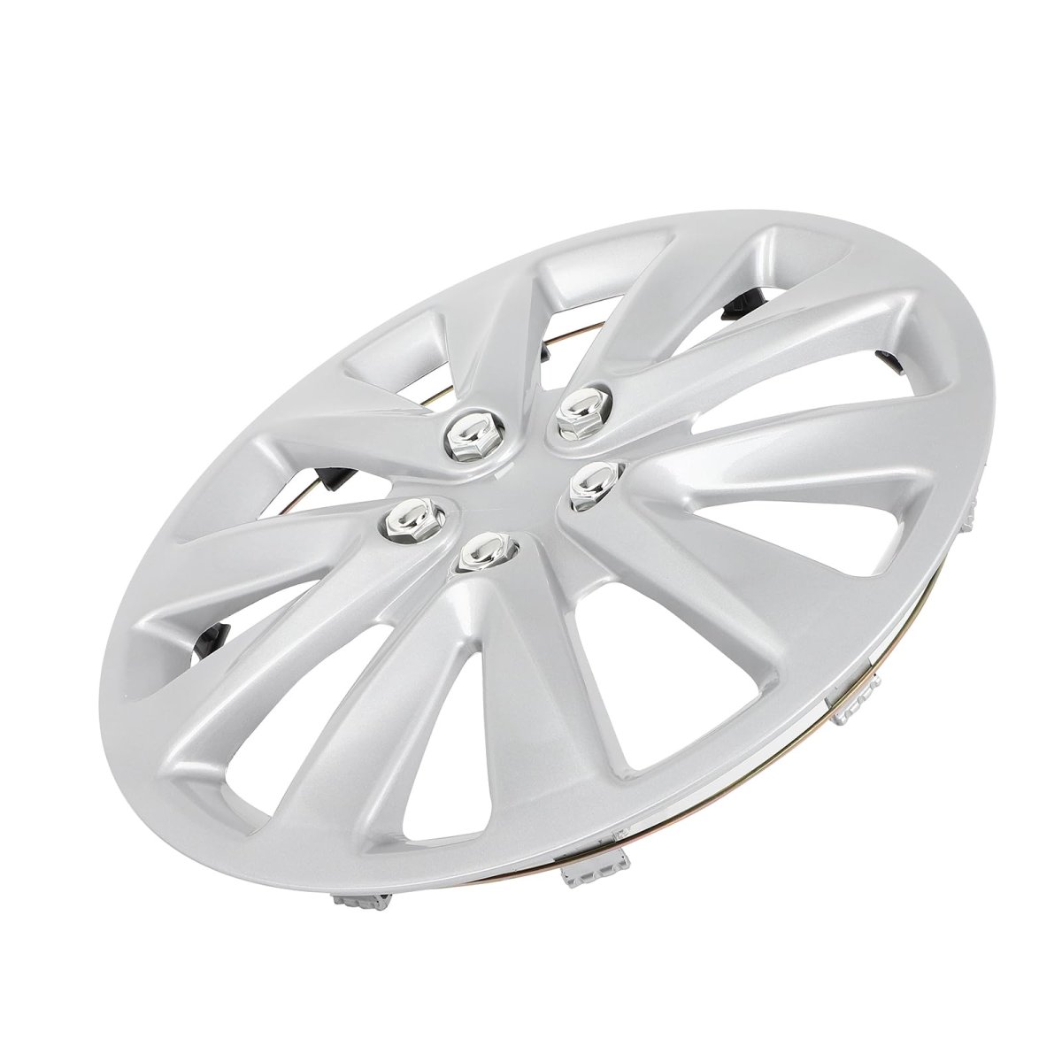15 In Silver Universal Hubcap Wheel Covers 4 Piece Rim Cover Durable Abs Plastic For Acura Chevrolet Dodge Ford Honda Hyundai