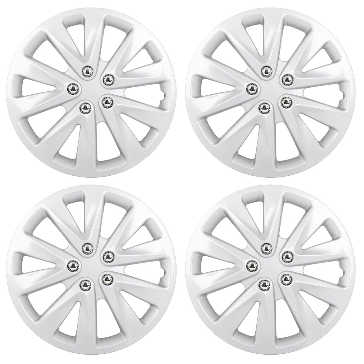 15 In Silver Universal Hubcap Wheel Covers 4 Piece Rim Cover Durable Abs Plastic For Acura Chevrolet Dodge Ford Honda Hyundai