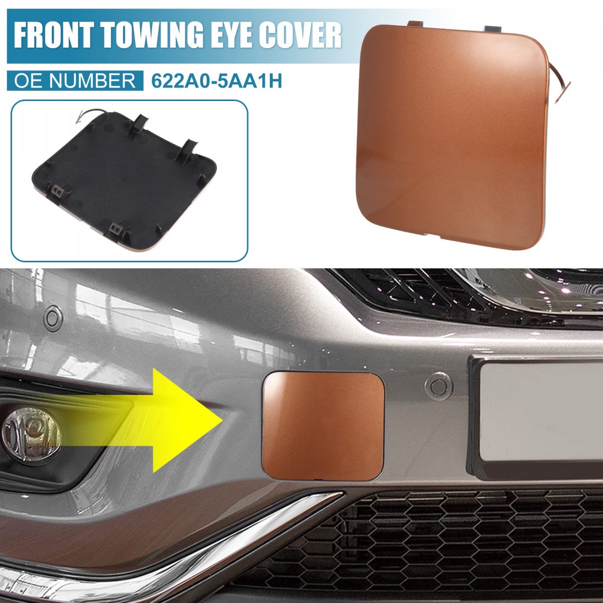 Front Bumper Tow Hook Cover For Nissan Murano 2015 2019 Brown Towing Eye Hole Replacement 622a0 5aa1h 5aa0h 5 31in X 4 72in