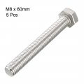 Uxcell M8x60mm Hex Bolts 304 Stainless Steel Hexagon Screw Bolt 5pcs