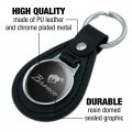 Graphics More Black Leather Ford Bronco Chrome Logo Keychain