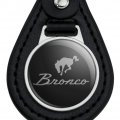 Graphics More Black Leather Ford Bronco Chrome Logo Keychain