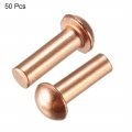 Uxcell 50 Pcs 5 32inch X 15 32inch Round Copper Solid Rivets Fasteners