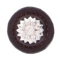 Vicenza Designs K1274 Carlotta Daisy Round Leather Knob Large Brown Polished Silver 