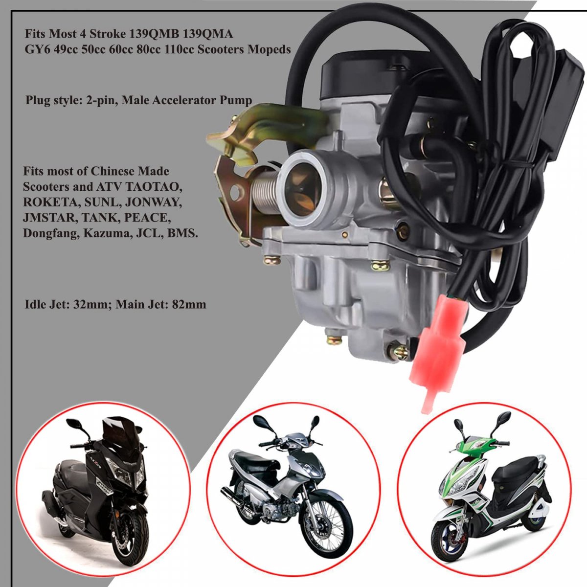 Procompany 50cc Scooter Carburetor Designed Specifically For Gy6 Qmb139 4-stroke Atv And Dirt Bike Engines