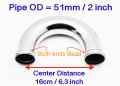 Autobahn88 Aluminum Alloy Pipe 180-degree Od 2 51mm L 12 300mm Glossy Polished For Automotive Piping