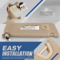 Auto Dynasty Factory Style Sun Visor Sunshade With Mirror And Vanity Light Compatible Honda Accord 08-12 Driver Left Side Tan