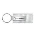 Ford Mustang Script White Carbon Fiber Texture Leather Key Chain