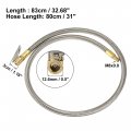 X Autohaux Flexible Stainless Steel 80cm 31 Tire Valve Connect Pipe Air Chuck Inflator Compressor Pump Extension Hose For Car