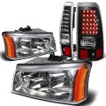 Auto Dynasty For Chevy Silverado Gmt800 2pc Pair Of Chrome Amber Corner Headlight Black Clear Lens Led Tail Light 