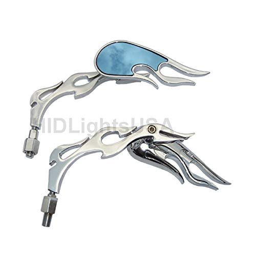 Pair Of Motorcycle Mirrors Chrome Plated W Sky Blue Color Mirror Left And Right Set Fit All With 8mm 10mm Thread Gp Thunder