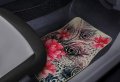 Hibiscus Flowers Peacock Feathers Car Truck Suv Universal-fit Front Rear Seat Carpet Flower Floor Mats 4pc Beige