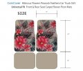 Hibiscus Flowers Peacock Feathers Car Truck Suv Universal-fit Front Rear Seat Carpet Flower Floor Mats 4pc Beige