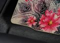 Hibiscus Flowers Peacock Feathers Car Truck Suv Universal-fit Front Rear Seat Carpet Flower Floor Mats 4pc Beige