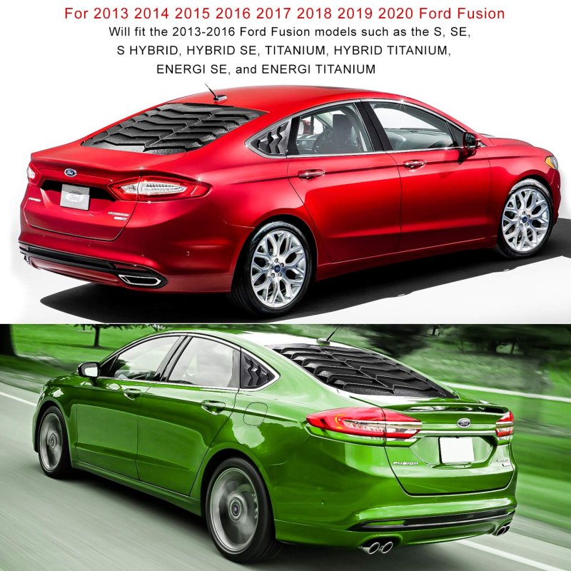 Rear And Side Window Louvers For Ford Fusion 2013-2021 Abs Windshield Sun Shade Cover In Gt Lambo Style Matte Black