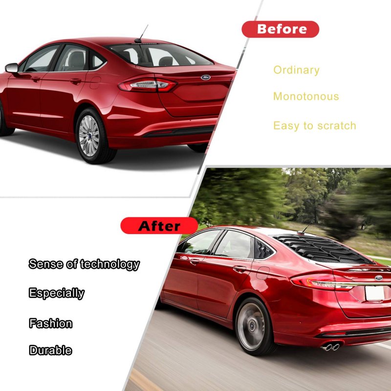 Rear And Side Window Louvers For Ford Fusion 2013-2021 Abs Windshield Sun Shade Cover In Gt Lambo Style Matte Black