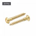 Uxcell Wood Screws M4 X 25mm Slotted Round Head Brass Self-tapping Screw 20 Pcs