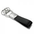 Ipick Image Compatible With Chrysler 300 Black Real Leather Strap Chrome Round Hook Metal Key Chain