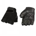 Premium Cowhide Leather Mesh Combo Fingerless Glove W Padded Palm 