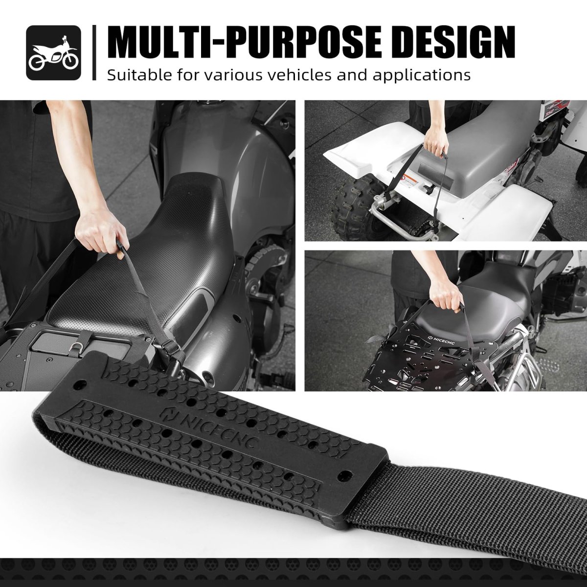 Nicecnc Lifting Strap Dirt Bike Rubber Handle For All Motorcycle Models Snowmobiles Vehicles Atvs Utility Terrain Utvs And More