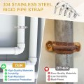 10pcs 60mm 2-3 8 304 Stainless Steel Rigid Pipe Strap Two Hole U Bracket Heavy Duty Conduit Clamp With Self-tapping Screws For