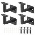 Uxcell Black Fixed Swivel Hand Rail Brackets Adjustable Square For Staircase Stair 6pcs